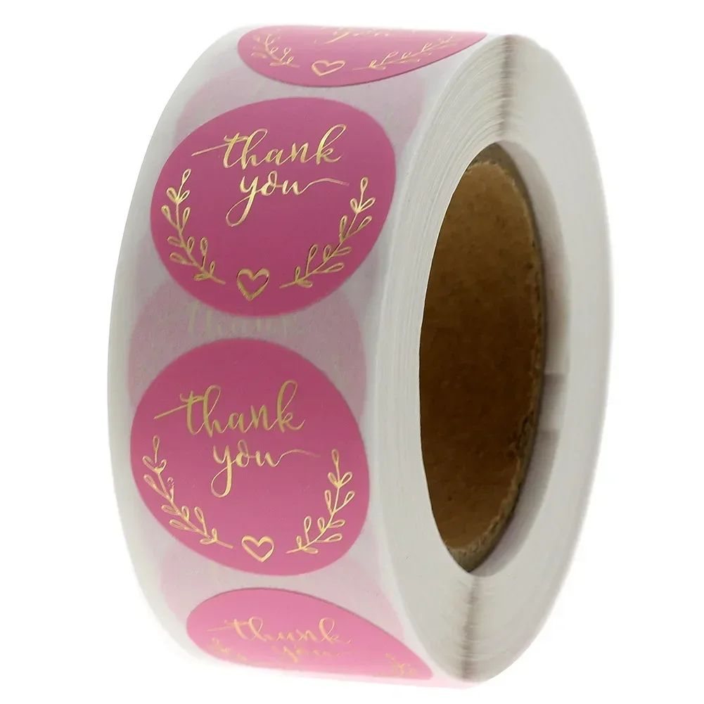 Stationery Supply Business - 50-500pcs Thank You Sticker Pink Paper