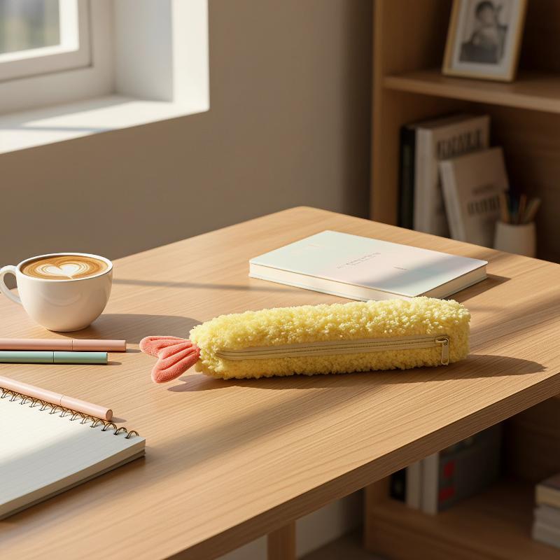Ideal Stationery & Office Supply - Adorable Shrimp Tail Plush Pencil Case