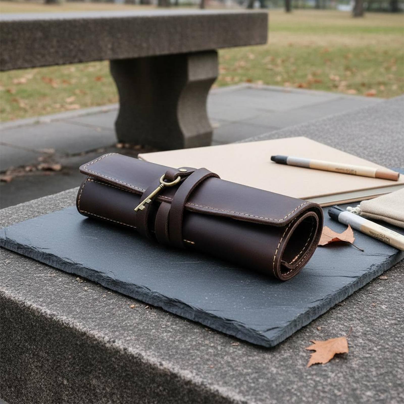 Leather Foldable Writing Utens - Pen Pouch Roll 评论和价格