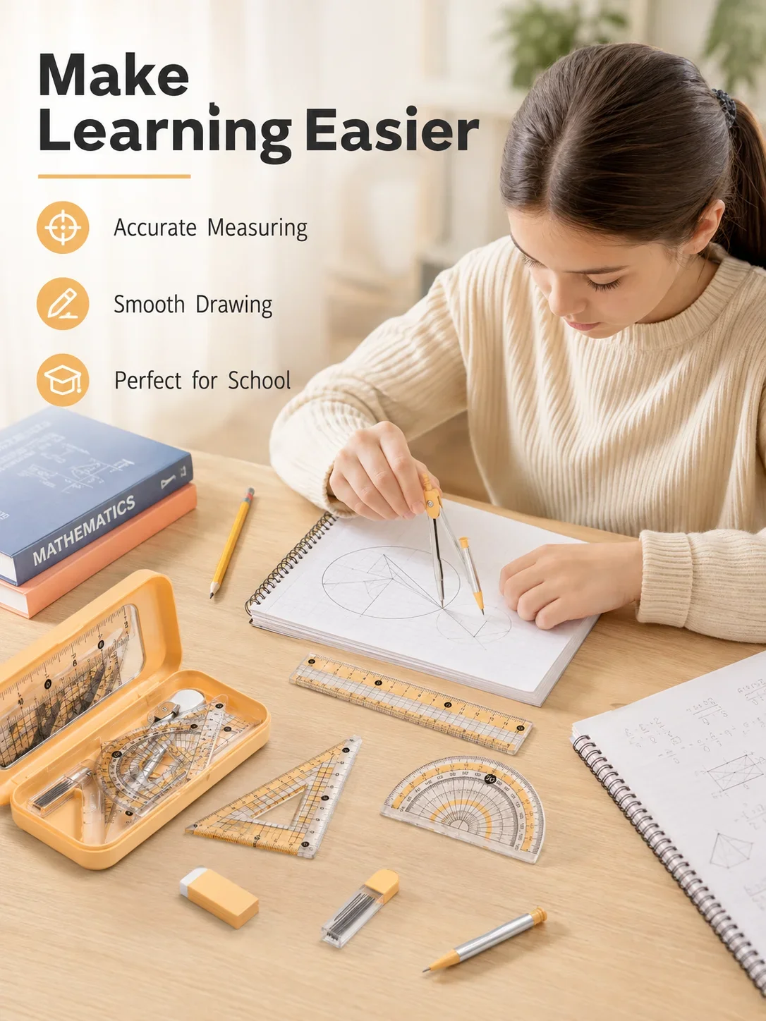 8-Piece Math Geometry Set for  - Compass Geometry Set 评论和价格