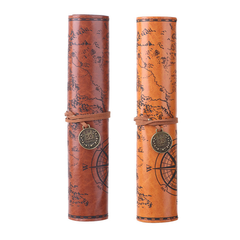 2Pcs Vintage Pencil Case PU Ro - Pen Pouch Roll 评论和价格