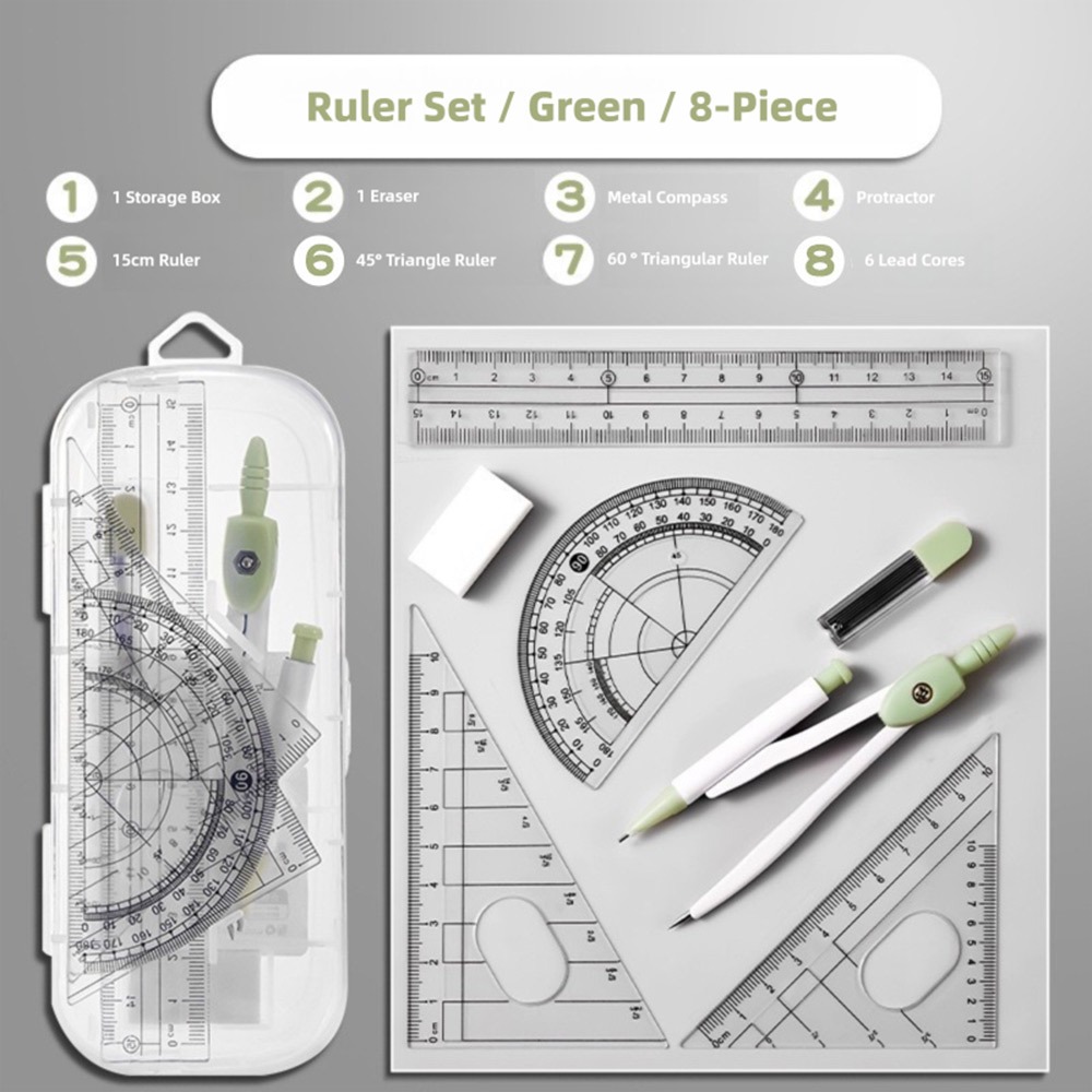 8PCS/Set Plastic Ruler Compass - Compass Geometry Set 评论和价格