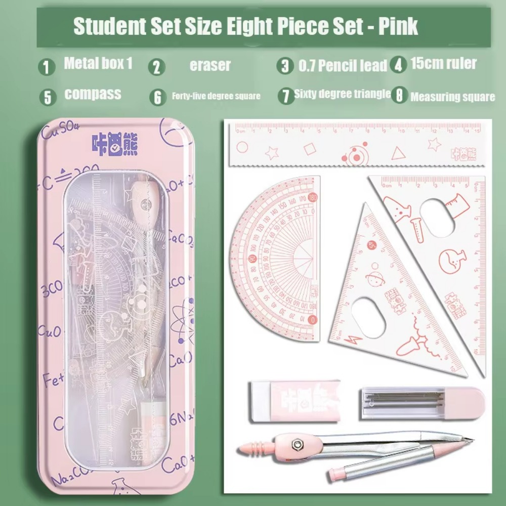 8Pcs/Set Multifunctional Math  - Compass Geometry Set 评论和价格