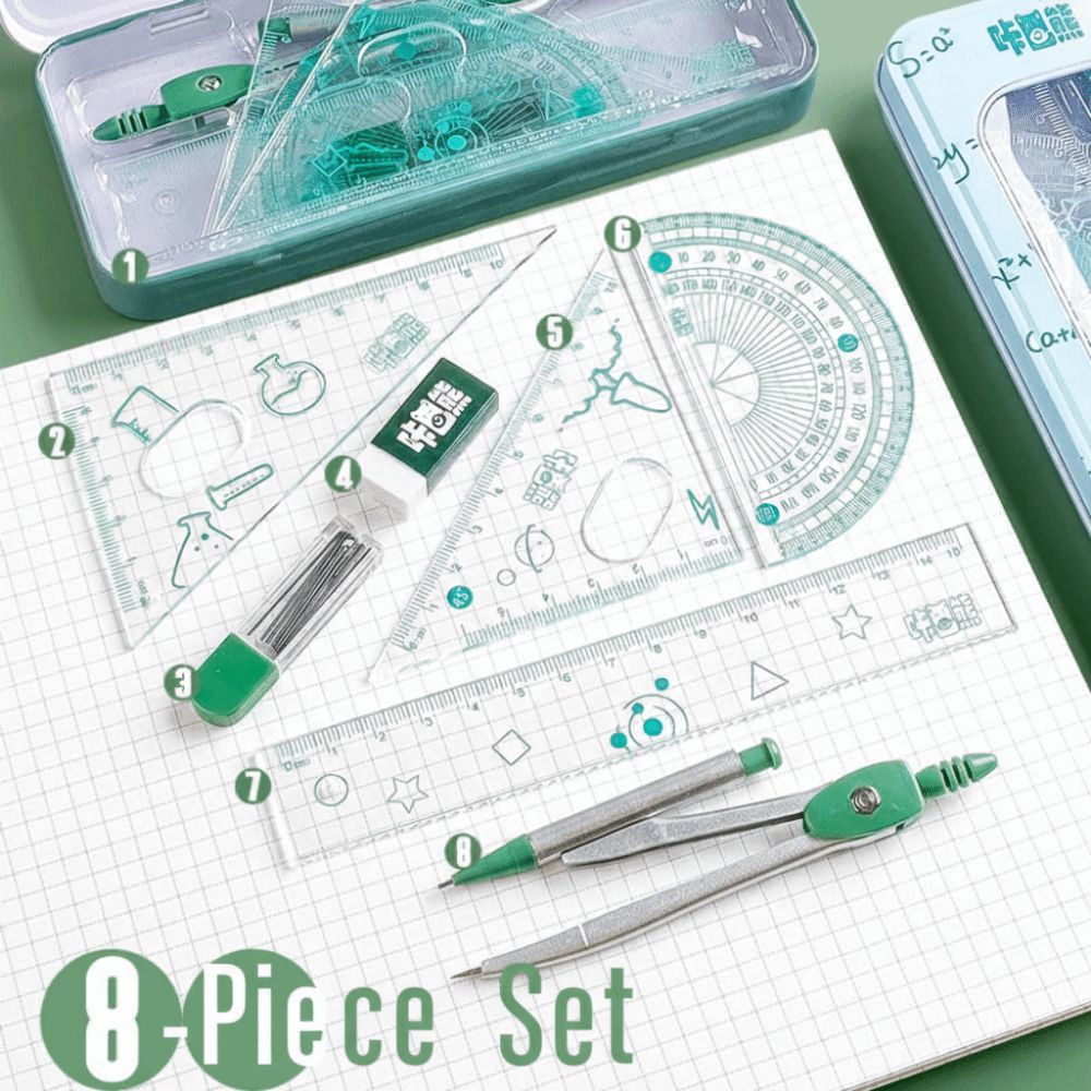 8Pcs/Set Multifunctional Math  - Compass Geometry Set 评论和价格